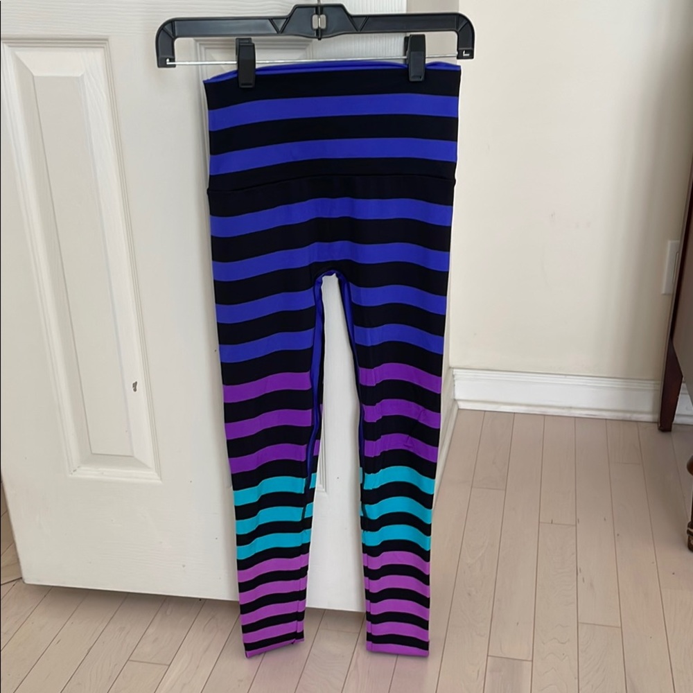 K-DEER Purple and Blue Striped Leggings